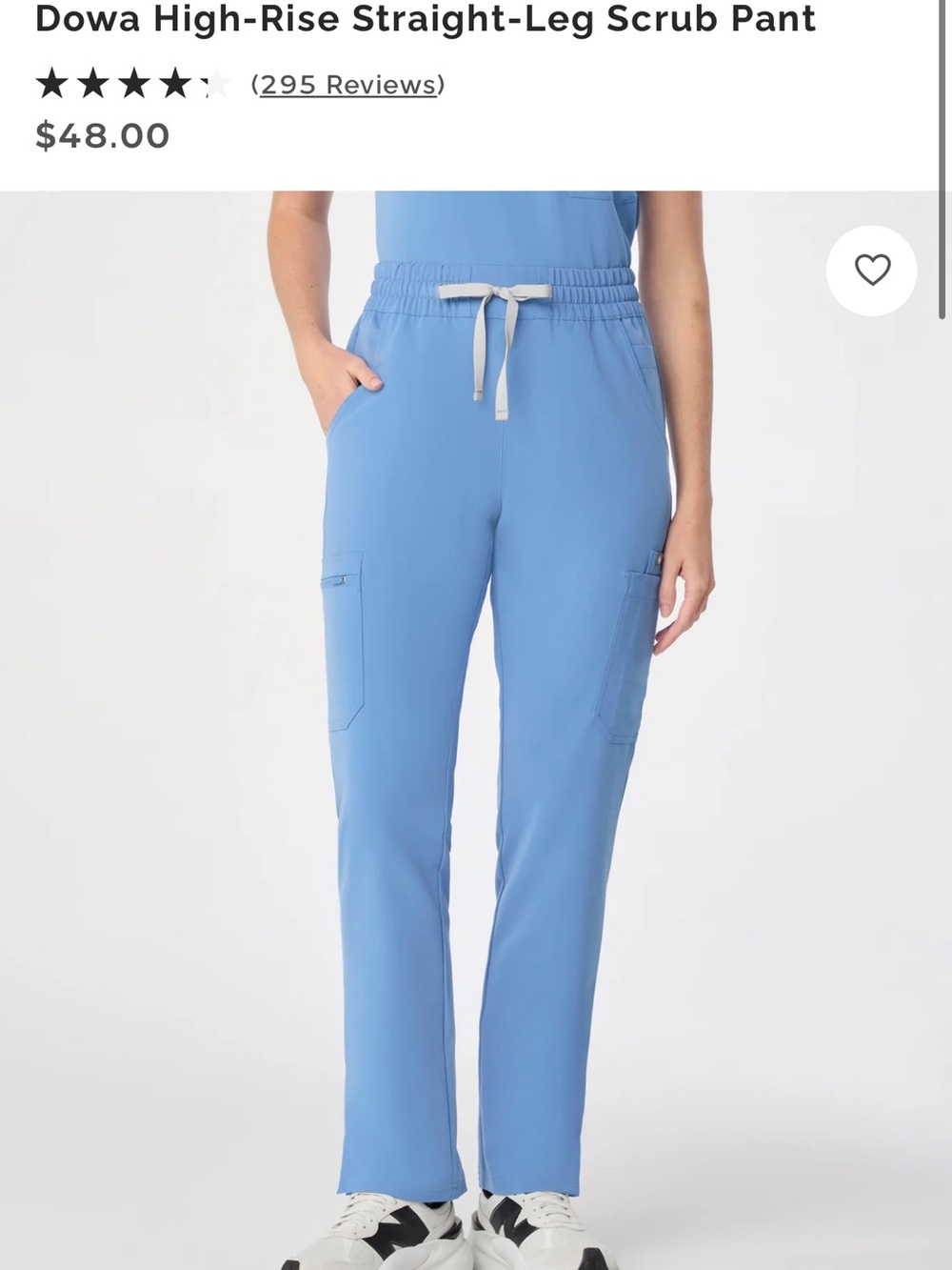 Figs Dowa High-Rise Straight-Leg Scrub Pants in Light Blue
